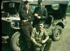 Three guys in front of a Jeep. Photograph by John Michael, who was stationed at Attlebridge with the 466th Bomb Group.