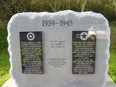 A granite memorial dedicated to the 479th Fighter Group and the 4th Strategic Air Depot (US).