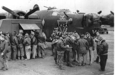 Servicemen at Wendling Airfield take a break.