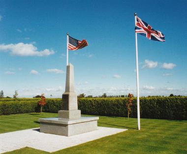 The granite obelisk which acts as a memorial to the men of the 392nd Bomb Group. It is located on the road to Beeston.