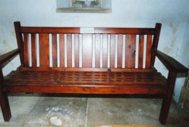 The memorial bench in the porch at St Mary's Church, Flixton.
