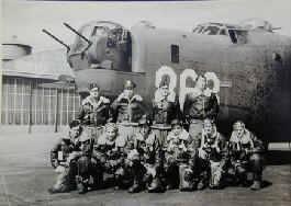 A crew in August 1945 including John Kassab, Lt Robertson, Eugene Heck, Leo Mooney, Durwood Johnson, Herbert Roscoe, Clarence Breczinski, Oliver Voss, Joseph Thuring and Michael Pastehak. The collection of Joseph Thuring (MC 376/151 800x8) at NRO