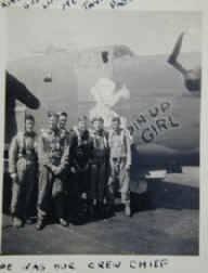 Officers and the aircraft crew chief of Crew #5, 844th/847th BS. Included are R W Kirby, A J Gaczi, ? Lipe, C L Harkins, C H Taylor, and J T Pace. From the collection of C L Harkins (MC 371/599 721x6) at Norfolk Record Office.