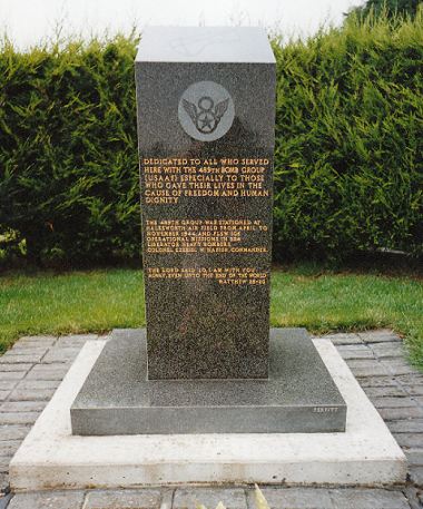 The memorial to the 489th Bomb Group at the southern end of the runway.