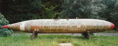 The fuel tank memorial to the three groups who served at Halesworth Airfield during the Second World War.