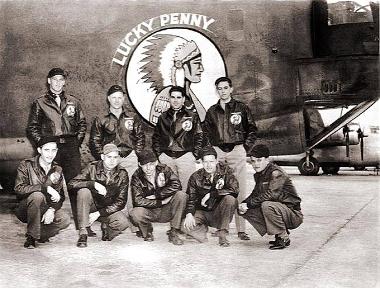 The crew of Lucky Penny, who were killed in a crash landing at Metfield in June 1944. Navigator 2nd Lt William L Reese, who did not fly with them that day, was later killed on the raid over Misbach in November 1944.