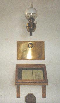 The commemorative plaque and Roll of Honor for the 491st Bomb Group inside Metfield Church.